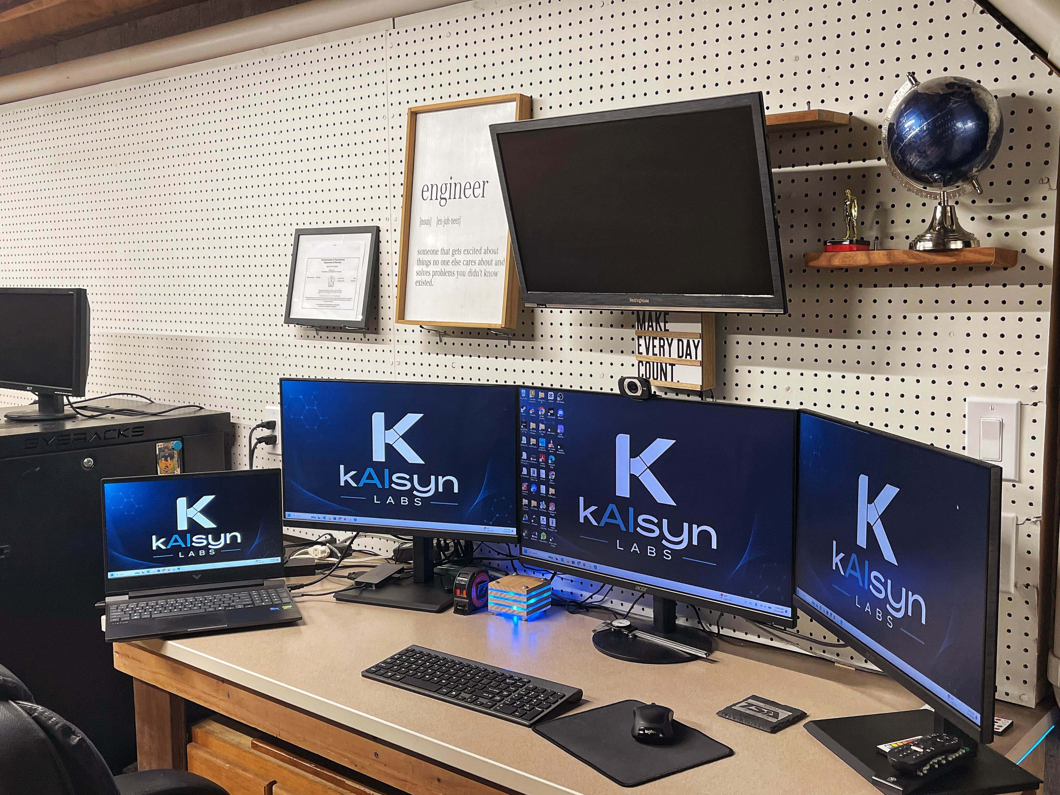 Kaisyn Labs — triple monitor command center